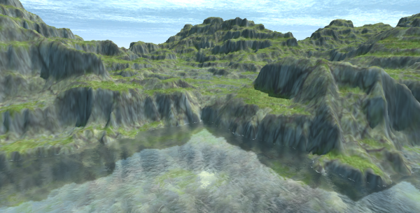 This map was created using the new (experimental) functionality to import from a heightmap.  It can then be edited as usual to create caves and overhangs.